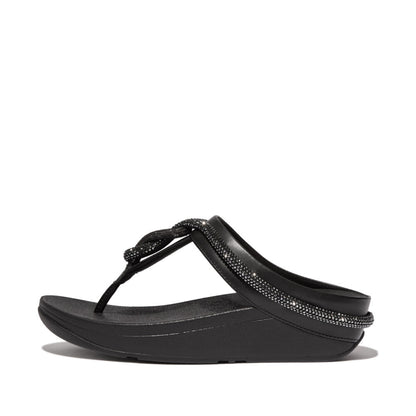 รองเท้าแตะแบบหูหนีบ ผู้หญิง รุ่น FINO CRYSTAL-CORD LEATHER TOE-POST SANDALS