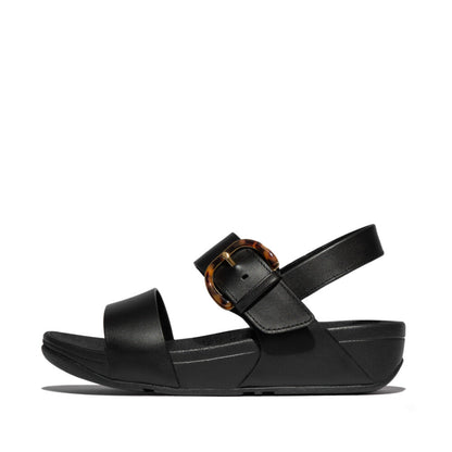 LULU RESIN-BUCKLE LEATHER BACK-STRAP SANDALS