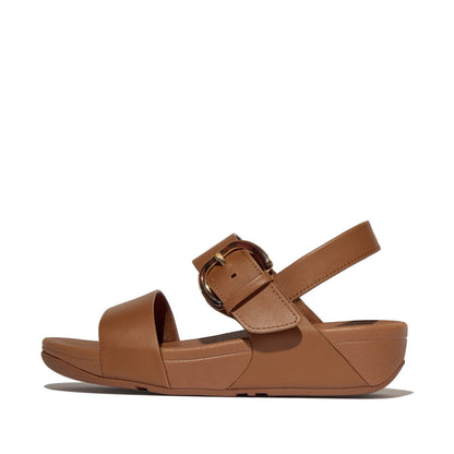 รองเท้าแตะแบบรัดส้น ผู้หญิง รุ่น LULU RESIN-BUCKLE LEATHER BACK-STRAP SANDALS