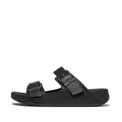 GOGH MOC MENS BUCKLE TUMBLED-LEATHER SLIDES