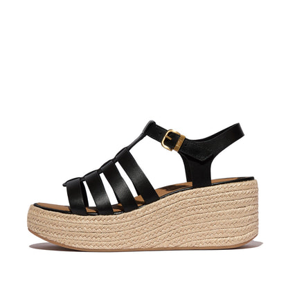 รองเท้าแตะแบบรัดส้น ผู้หญิง รุ่น PLATFFORMS ESPADRILLE LEATHER FISHERMAN WEDGE SANDALS