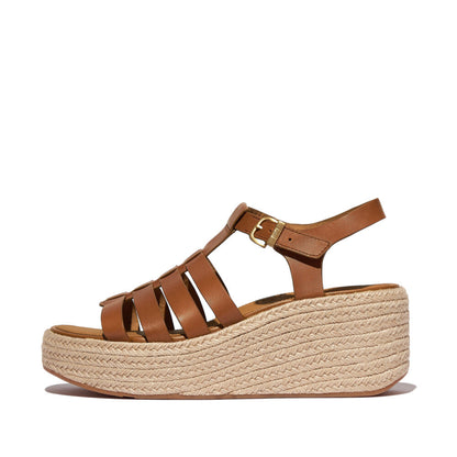 PLATFFORMS ESPADR. LEATHER FISHERMAN WEDGE SANDALS