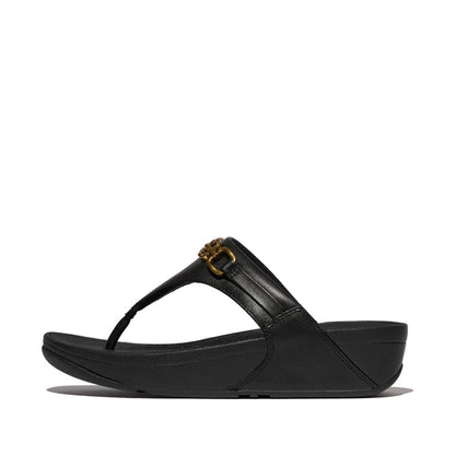 รองเท้าแตะแบบหูหนีบ ผู้หญิง รุ่น LULU SQUARE-CHAIN LEATHER TOE-POST SANDALS
