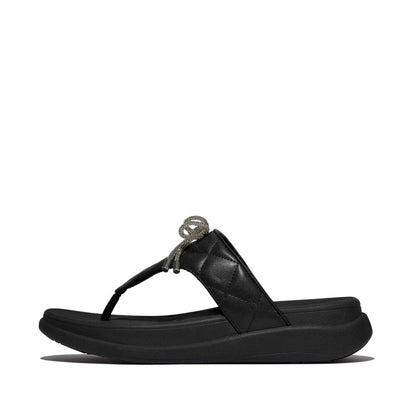 รองเท้าแตะแบบหูหนีบ ผู้หญิง รุ่น F-MODE GO CRYSTAL-BOW QUILTED TOE-POST SANDALS