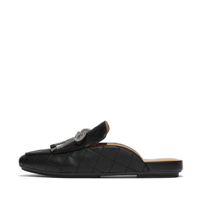 รองเท้าแตะแบบสวม ผู้หญิง รุ่น DELICATO CRYSTAL-BOW QUILTED-LEATHER MULES