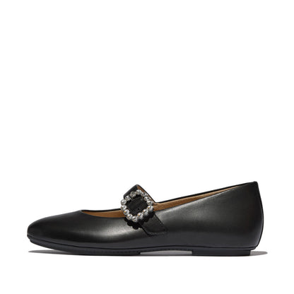 รองเท้าทรงบัลเล่ต์ ผู้หญิง รุ่น DELICATO CRYSTAL-BUCKLE LEATHER MARY JANES