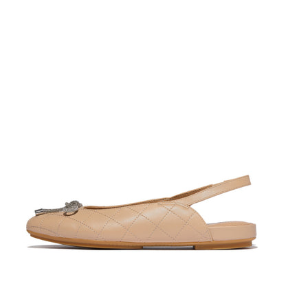 รองเท้าทรงบัลเล่ต์ ผู้หญิง รุ่น DELICATO CRYSTAL-BOW QUILTED-LEATHER SLINGBACKS
