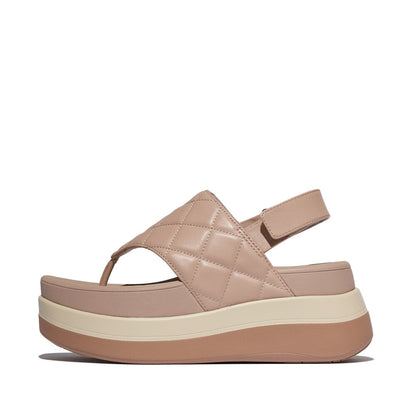 F-MODE STACK QUILTED-LEATHER B/STRAP T/P SANDALS