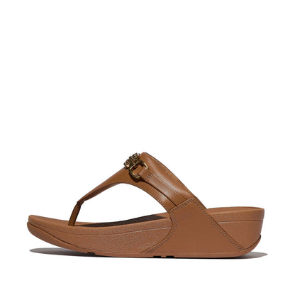 รองเท้าแตะแบบหูหนีบ ผู้หญิง รุ่น LULU SQUARE-CHAIN LEATHER TOE-POST SANDALS