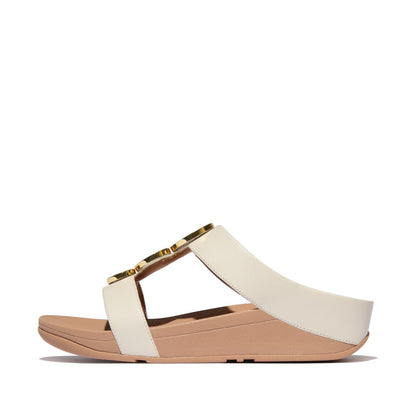 รองเท้าแตะ ผู้หญิง รุ่น FINO RESIN-HOOP LEATHER H-BAR SLIDES