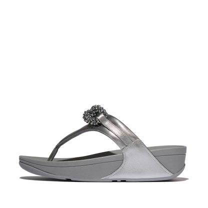 รองเท้าแตะแบบหูหนีบ ผู้หญิง รุ่น LULU BEADED-CHAIN LEATHER TOE-POST SANDALS