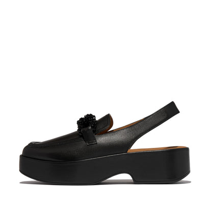 รองเท้าโลฟเฟอร์ ผู้หญิง รุ่น F-LUMA BEADED-CHAIN LEATHER SLINGBACK LOAFERS