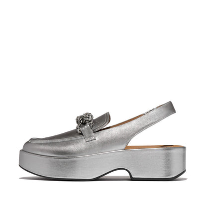 รองเท้าโลฟเฟอร์ ผู้หญิง รุ่น F-LUMA BEADED-CHAIN LEATHER SLINGBACK LOAFERS