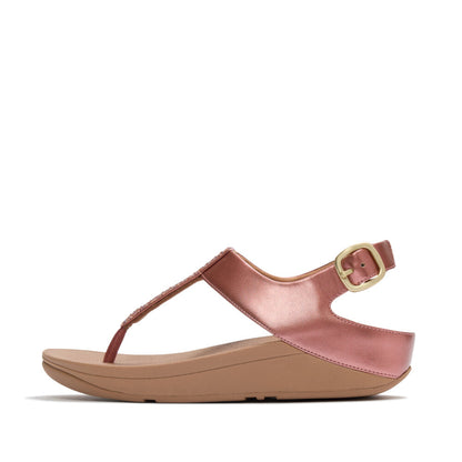 FINO CRYSTAL-MIX METALLIC T-STRAP SANDALS