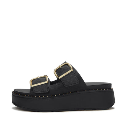 GEN-FF MAX BUCKLE TUMBLED-LEATHER TWO-BAR SLIDES
