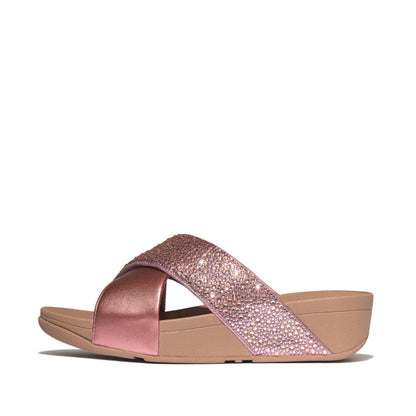 รองเท้าแตะ ผู้หญิง รุ่น LULU CRYSTAL-MIX  METALLIC CROSS SLIDES
