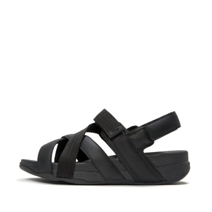 ADONIS MENS ADJ. LEATHER/WEBBING B/STRAP SANDALS