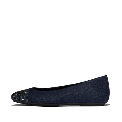 รองเท้าทรงบัลเล่ต์ ผู้หญิง รุ่น DELICATO CRYSTAL CAP-TOE DENIM BALLET FLATS
