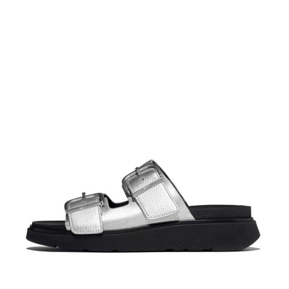 GEN-FF BUCKLE TUMBLED-LEATHER TWO-BAR SLIDES