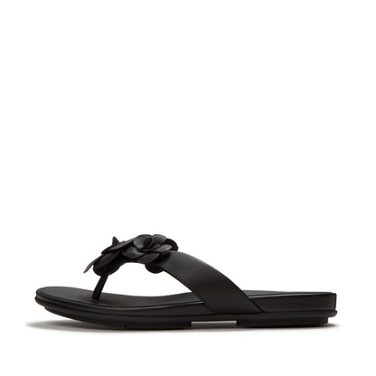 GRACIE FLOWER LEATHER FLIP-FLOPS