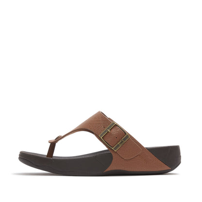 TRAKK II MENS BUCKLE EMBOSS-LEATHER T/POST SANDALS