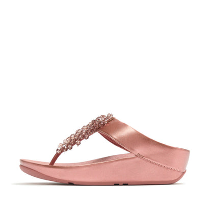 RUMBA IRIDESCENT BEADED TOE-POST SANDALS