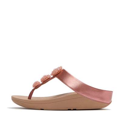 FINO BEADIE-BUTTON METALLIC TOE-POST SANDALS