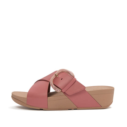 รองเท้าแตะ ผู้หญิง รุ่น LULU RESIN-BUCKLE LEATHER CROSS SLIDES