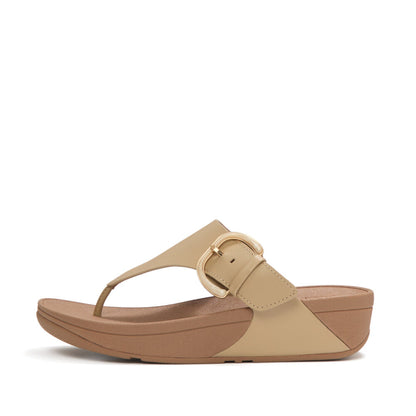LULU RESIN-BUCKLE LEATHER TOE-POST SANDALS