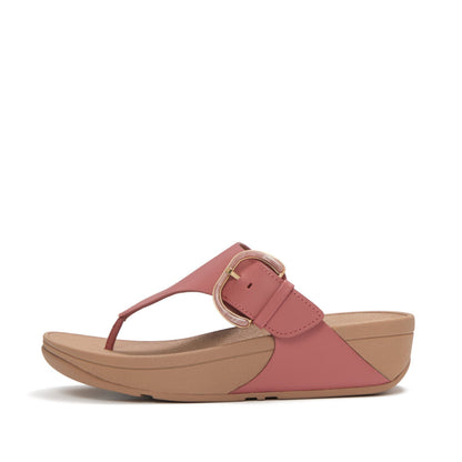 LULU RESIN-BUCKLE LEATHER TOE-POST SANDALS