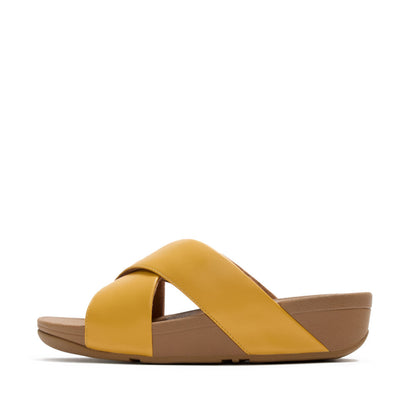 LULU CROSS SLIDE SANDALS - LEATHER