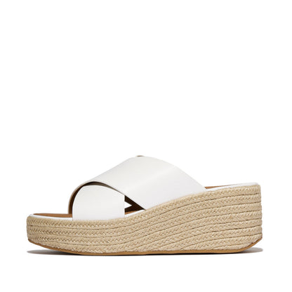 รองเท้าแตะ ผู้หญิง รุ่น PLATFFORMS ESPADRILLE LEATHER WEDGE CROSS SLIDES