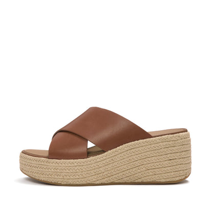 รองเท้าแตะ ผู้หญิง รุ่น PLATFFORMS ESPADRILLE LEATHER WEDGE CROSS SLIDES