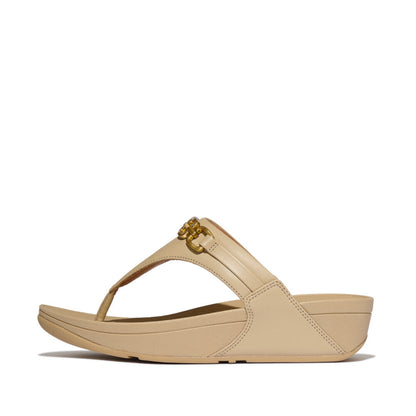 รองเท้าแตะแบบหูหนีบ ผู้หญิง รุ่น LULU SQUARE-CHAIN LEATHER TOE-POST SANDALS