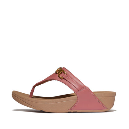 รองเท้าแตะแบบหูหนีบ ผู้หญิง รุ่น LULU SQUARE-CHAIN LEATHER TOE-POST SANDALS