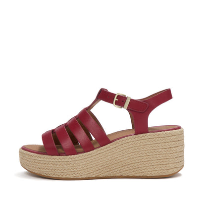 PLATFFORMS ESPADR. LEATHER FISHERMAN WEDGE SANDALS