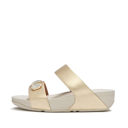 รองเท้าแตะ ผู้หญิง รุ่น LULU BOLD CRYSTAL METALLIC TWO-BAR SLIDES