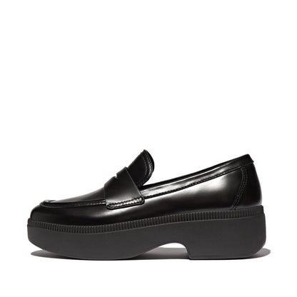 รองเท้าโลฟเฟอร์ ผู้หญิง รุ่น F-LUMA  BOX-LEATHER DEMI-WEDGE PENNY LOAFERS