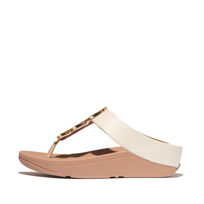 FINO RESIN-HOOP LEATHER TOE-POST SANDALS