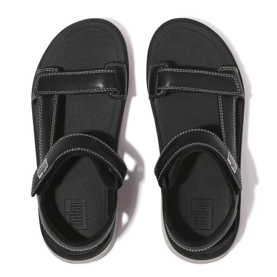 SURFF ADJ. CONTRAST-STITCH LEATHER B/STRAP SANDALS