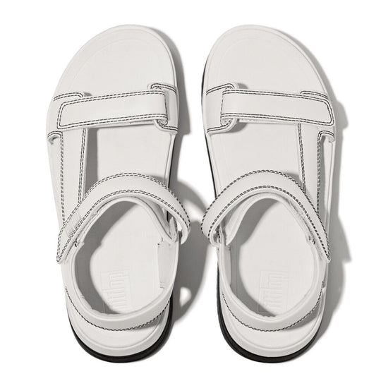 SURFF ADJ. CONTRAST-STITCH LEATHER B/STRAP SANDALS