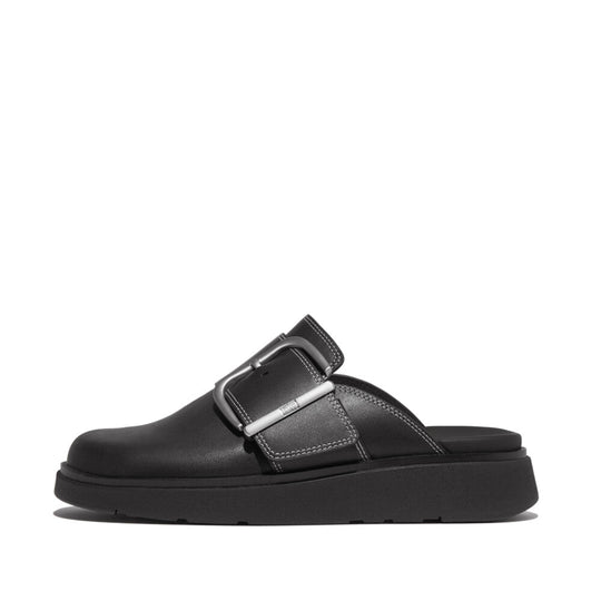 GEN-FF MAXI-BUCKLE CONTRAST-STITCH LEATHER MULES