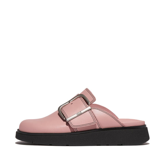 GEN-FF MAXI-BUCKLE CONTRAST-STITCH LEATHER MULES