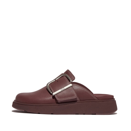 GEN-FF MAXI-BUCKLE CONTRAST-STITCH LEATHER MULES