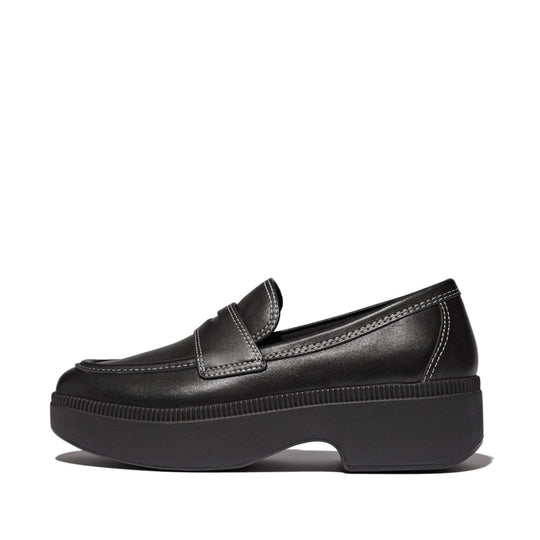 F-LUMA CONTRAST-STITCH LEATHER DEMI-WEDGE LOAFERS