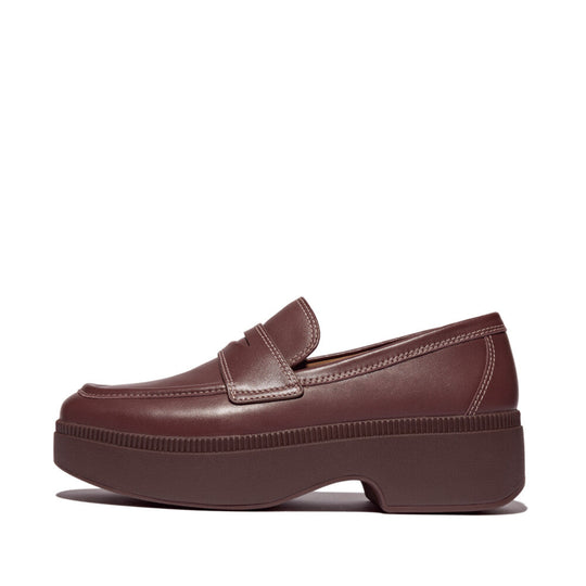 F-LUMA CONTRAST-STITCH LEATHER DEMI-WEDGE LOAFERS