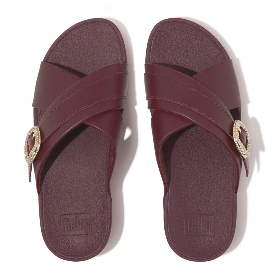 サンダル・ミュール FitFlop Lulu Leather Slides Light Tan ES7-592 LULU Adjustable Leather Slides - Light Tan (ES7-592