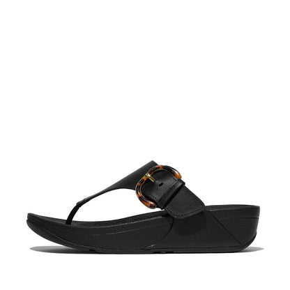 รองเท้าแตะแบบหูหนีบ ผู้หญิง รุ่น LULU RESIN-BUCKLE LEATHER TOE-POST SANDALS