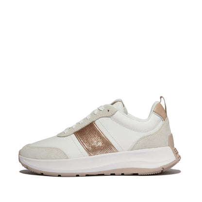 รองเท้าผ้าใบ ผู้หญิง รุ่น F-MODE FLOW SEQUIN SUEDE/LEATHER FLATFORM SNEAKERS