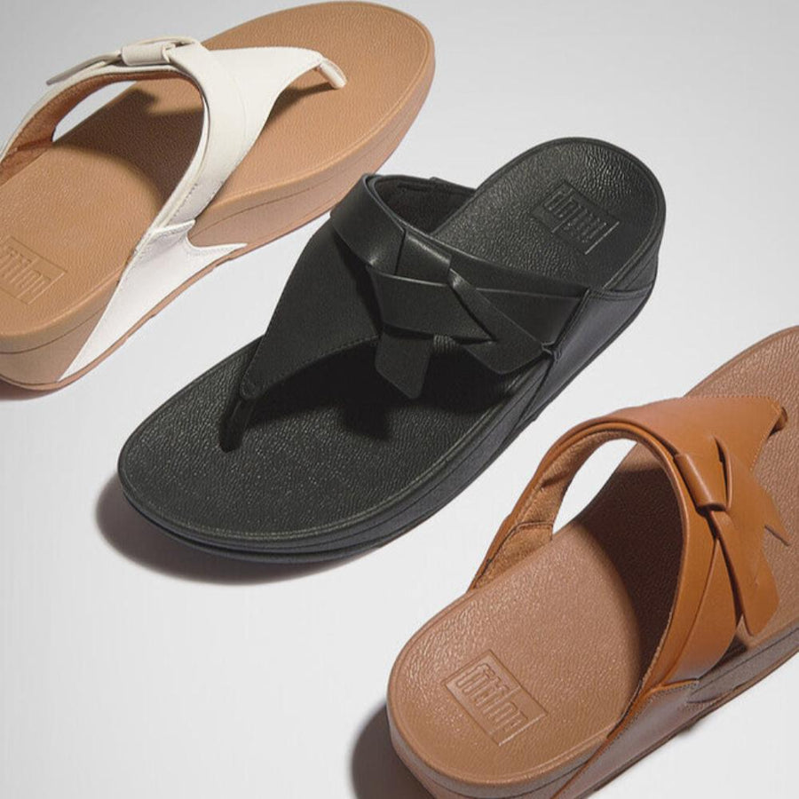 LULU FOLDED-KNOT LEATHER TOE-POST SANDALS – FitFlop Thailand